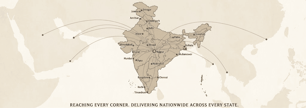 Map of India showing our pan-India supply network and export routes
